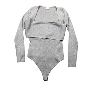 Abercrombie & Fitch Gray Ribbed Bodysuit